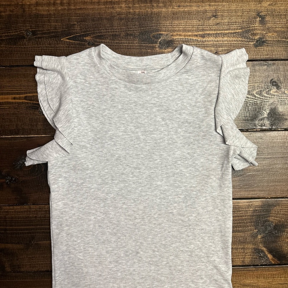 Gray Ruffle Sleeve Kids Top